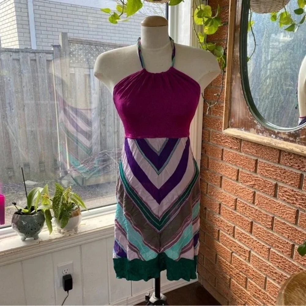 MISSONI Made in Italy Elegant Purple Halter Dress